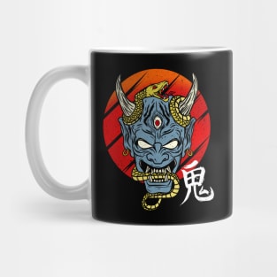 Japanese Demon Art Mask Devil Oni Harajuku T-Shirt Mug